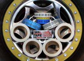 Acrylic tape samples in automotive tape rim