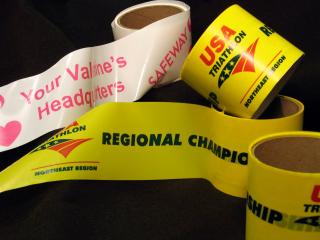 Banner Tape for Promotions and Events Custom printed banner tape for parties and events.